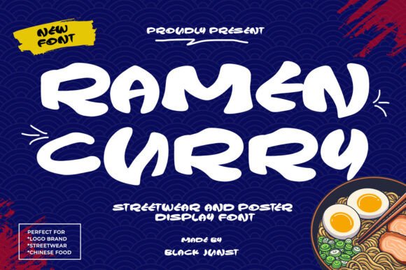 Ramen Curry: A Bold Hand-Drawn Display Font for Playful Branding